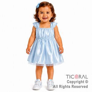 DISFRAZ PRINCESA CORTO CON BRETEL ANCHO CELESTE TALLE 0 x 1
